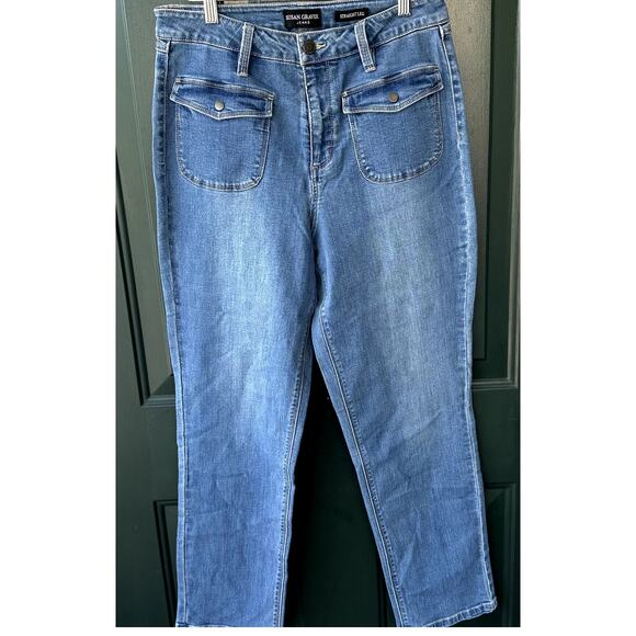 NWT Susan Graver Straight Leg Jean with Patch Pockets MEDIUM WASH QVC - Picture 3 of 8